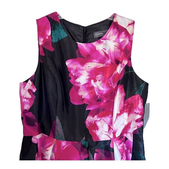 NEW Donna Rico Dress Floral Shantung Fit & Flare Satin Sleeveless Womens 14 - Picture 4 of 8